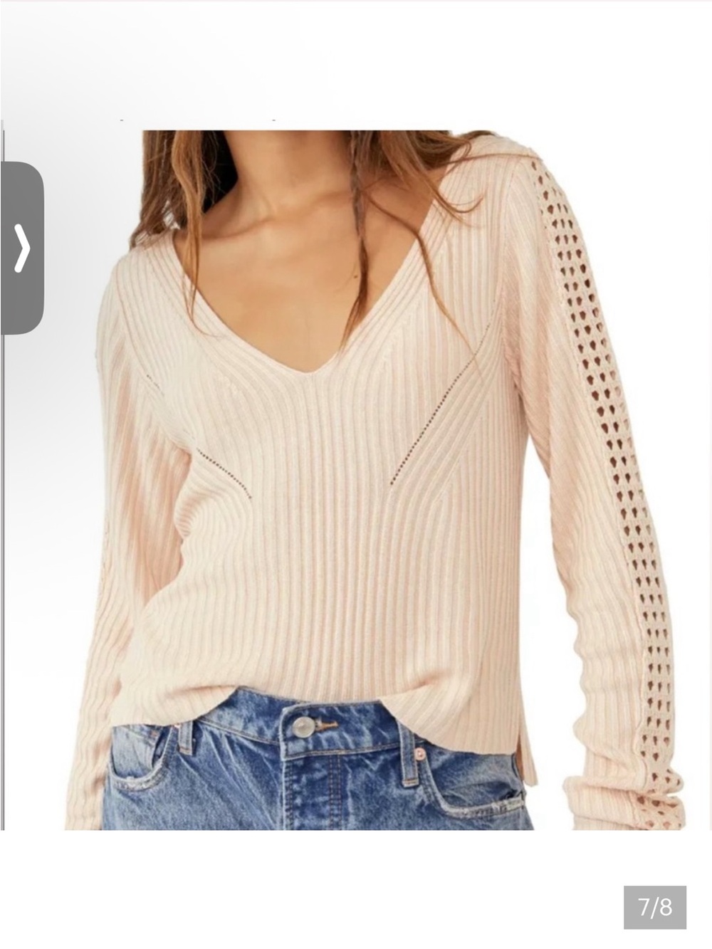 Free People Dusty Blush Ribbed Scoop Neck Knit